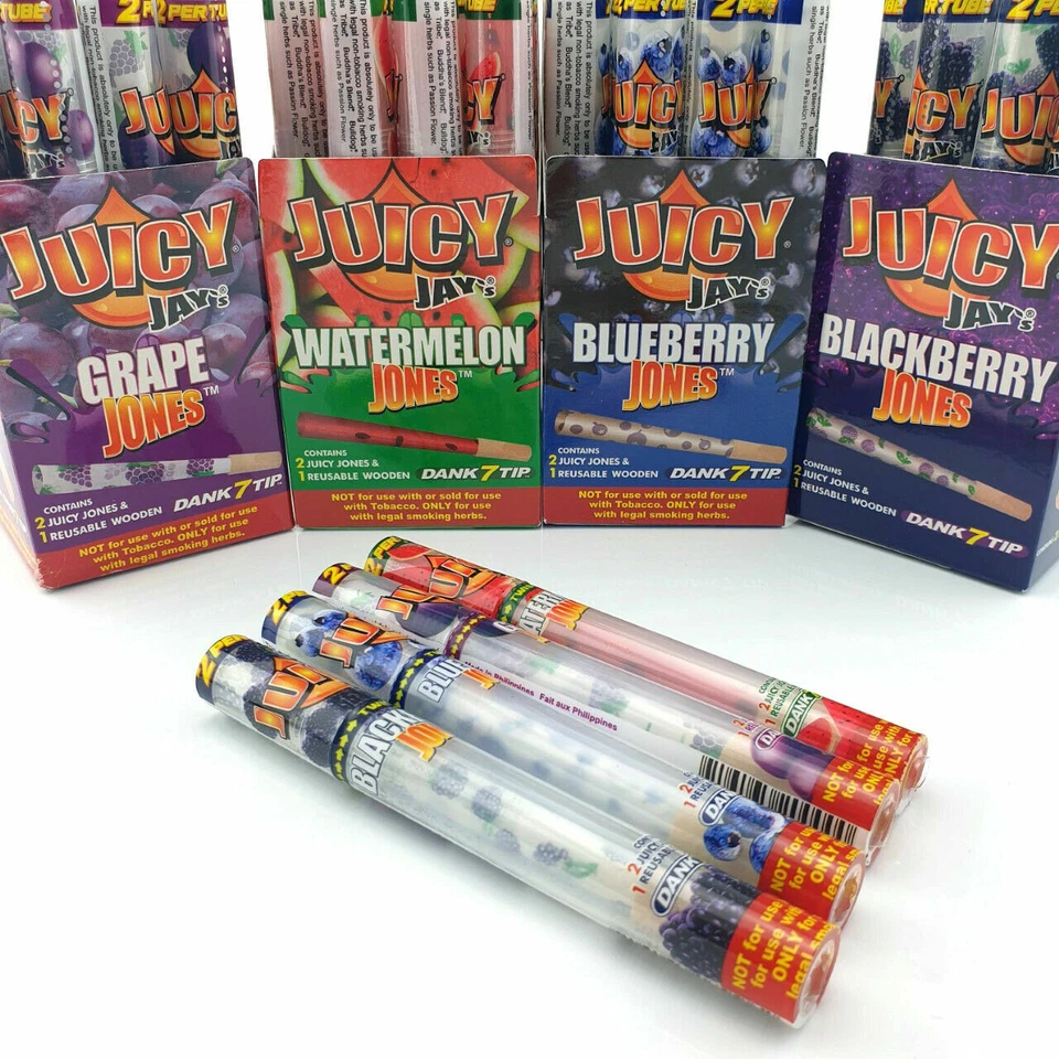 JUICY JAY'S Juicy Jays Pre Rolled CONES - ALL Flavours Free Gift Rolling Full BOX x5,x10,x24