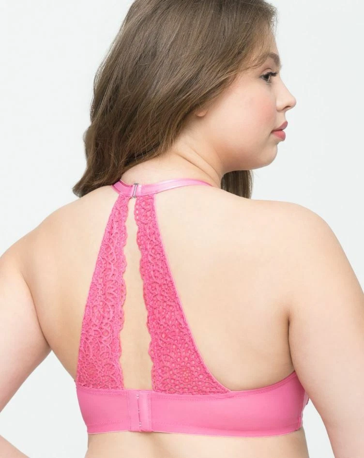 Curvy Couture PINK GARDENIA Crochet Racerback Bra, US 34DDD - Image 2 of 2