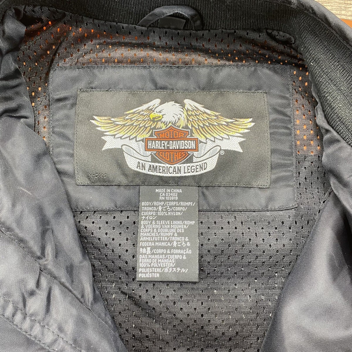 Harley-Davidson Adult XS Black & Orange Embroidered Nylon Jacket 