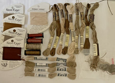 Needlepoint Embroidery Thread Lot of 23 Assorted Colors Mixed Brands Taupe Brown