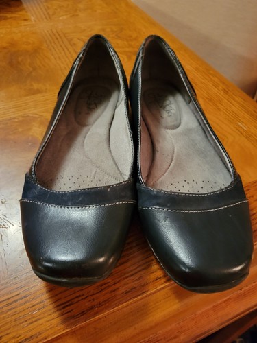 Black Leather Shallow Toe Flats By Life Stride Sz 9.5. Clean Pre-owned Condtn - Picture 4 of 12