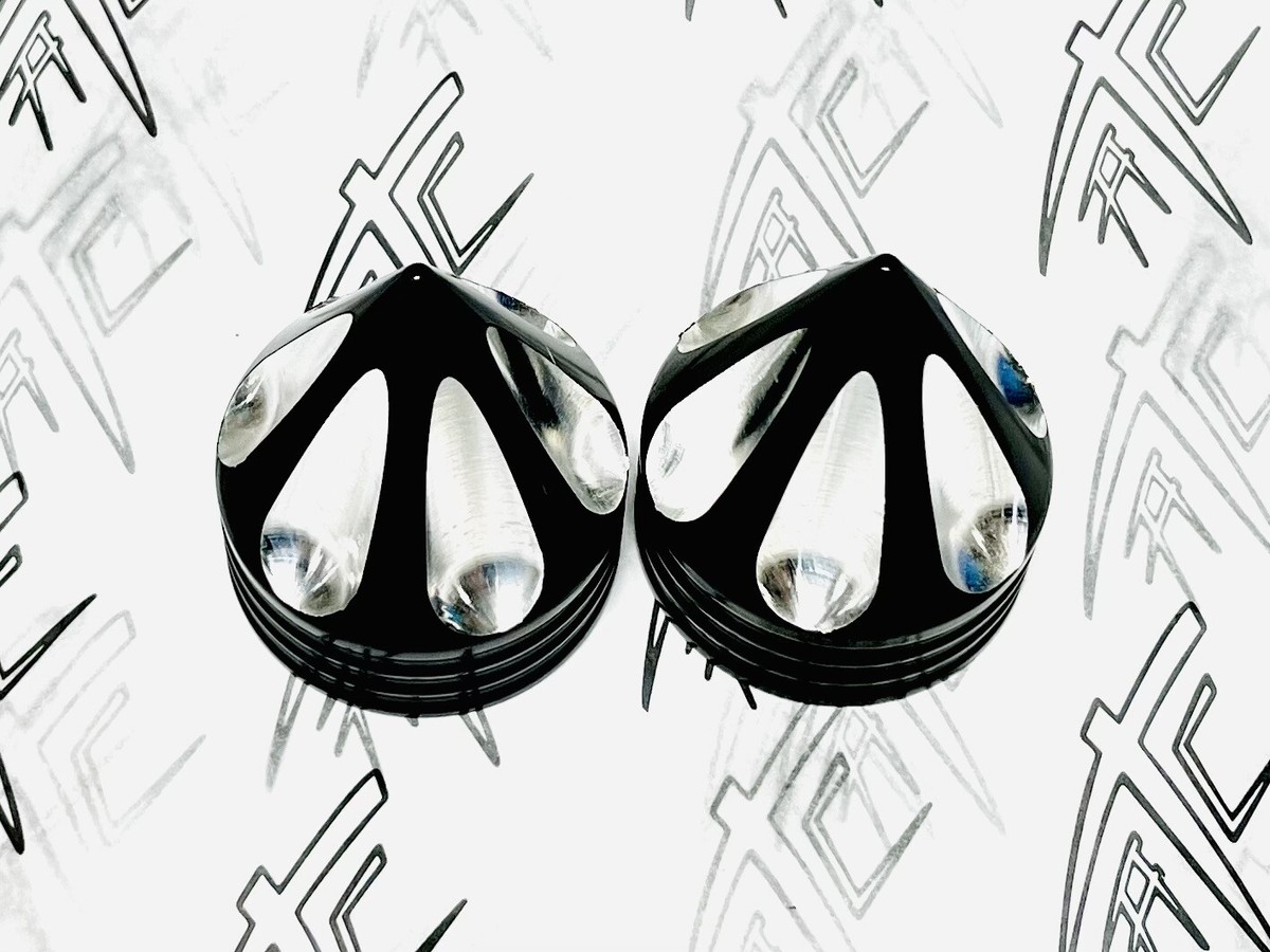 ZX-14R BLACK CONTRAST CUT SPIKE FORK CAPS 2006-2024 KAWASAKI