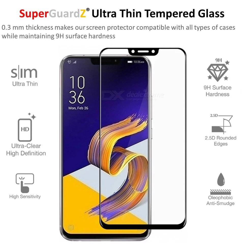 SuperGuardZ 全盖钢化玻璃屏幕保护膜 适用于华硕 ZenFone 5Z — 第 3/4 张图片
