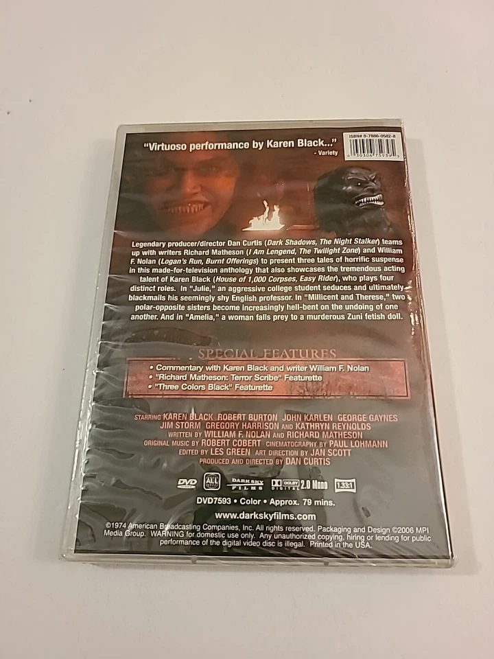 Trilogy of Terror NEW FACTORY SEALED DVD Karen Black 2006 1974 Special Edition, - Image 2 of 4