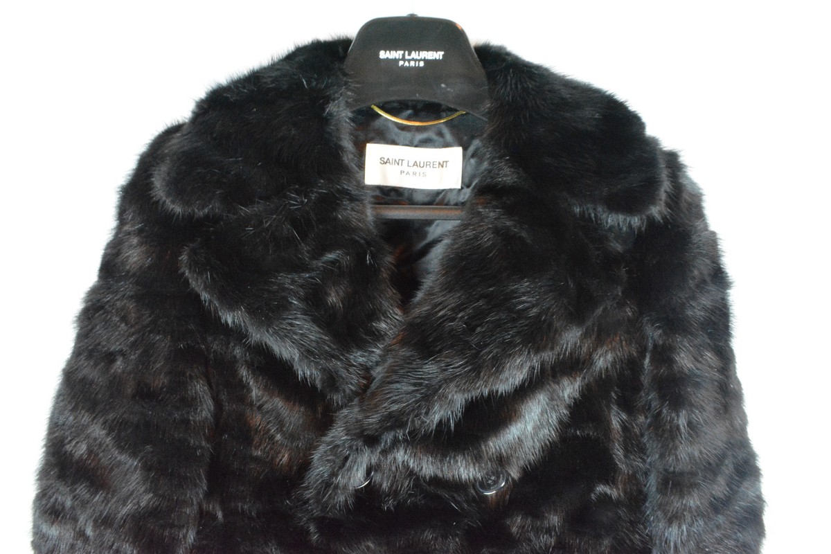Saint Laurent Pairs Men's Real Mink Fur Pea Coat Jacket Hedi Saint Laurent Pairs Men's Real Mink Fur Pea Coat Jacket Hedi