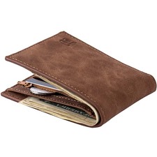 Baborry Men Wallets Thin Wallet with Coin Bag Zipper New Design Dollar Slim Mone