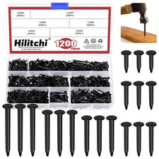 1200PCS 6 Sizes Black Carbon Steel Non-Slip Shoe Nails Assortment Kit for Sho...