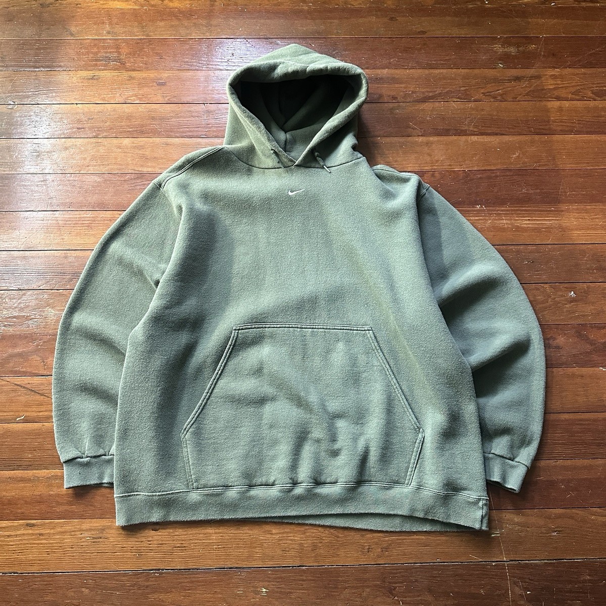 90s vintage rare Nike center swoosh Green hoodie Pullover Hoodie
