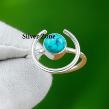 Turquoise Gemstone 925 Sterling Silver Handmade Jewelry Ring Size 5 to 13