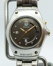 Bracciale Speidel Seiko Hysek Arctura 5M42 quadrante grigio accenti oro cinetico nuovo cappuccio