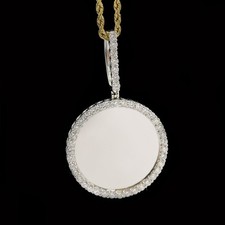 Sterling Silver 2.24CTW Lab Grown Diamond Picture Charm Big Pointer Pendant 8gms