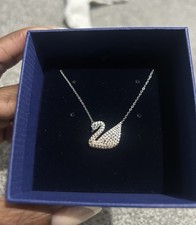 Image of Swarovski Silver And Rose Gold Swan Necklace