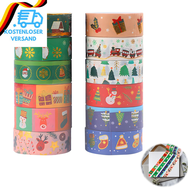 12 Rollen Weihnachten Washi Tape Set, Washi Tape Weihnachten Set Dekoratives Kle-image
