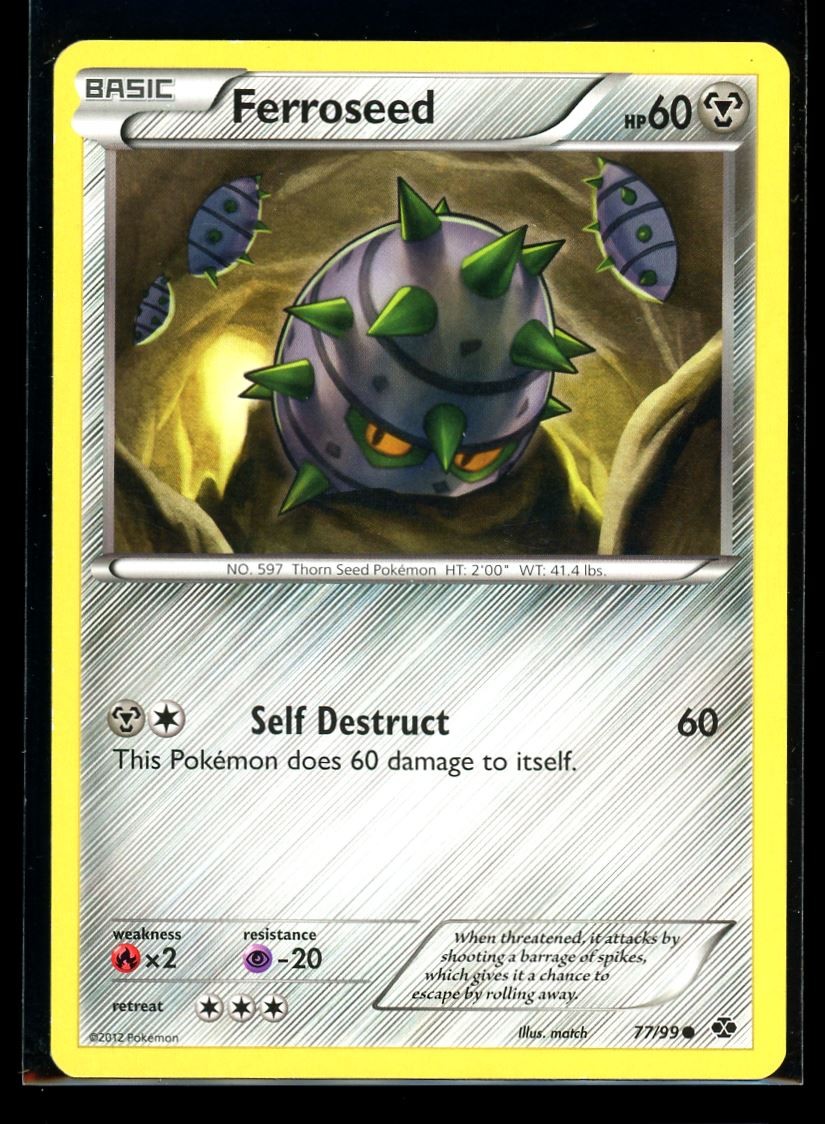 2012 Black & White - Next Destinies Ferroseed #77 Non Holo Pokemon Card