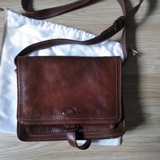 New Designer  Bridge  Brown Leather  Crossbody Bag- Vintage Style  Italian ...