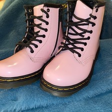 Dr. Martens Toddler Boots Pink Patent Leather Size 8 US / 7 UK   Lace Up Zip
