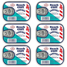 Beach Cliff Wild Caught Sardines in Soybean Oil 3.75 oz Pack of 6 Keto GF