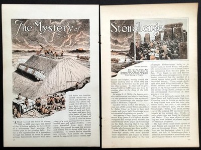 ''The Mystery of Stonehenge'' Building Theories Myths 1929 graphic pictorial