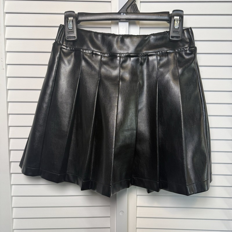 Justice Faux Leather Girl Skirt Size 7/8 Black Stretchy Waist Pull On