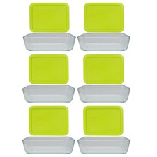 Pyrex 6 7210 3-Cup Glass Dishes 6 7210-PC Green Edamame Lids