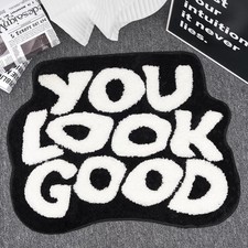 31x24 Inch You Look Good Bath Mat Cool Black White Bathroom Rug Washable Fun