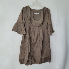 Trina Turk Dress Womens 2 Bell Sleeve Boho Pockets Cotton Silk Blend 272980