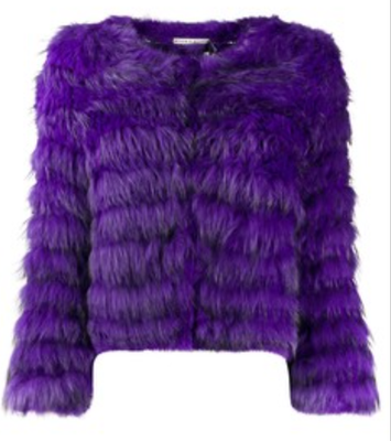 NWT Alice + Olivia Fawn in Violet Purple Rabbit Fox Fur Cropped 