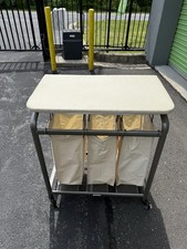 Rolling Laundry Hammer 3-Section Basket And P...