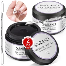 30G Solid Nail Glue Gel: 2 PCS Gel Nail Glue for Acrylic Nails Strong Adhesive S