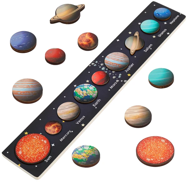 Solar System Puzzle for Kids 3-6, Wooden Space Toys, Planets for Kids, Preschool