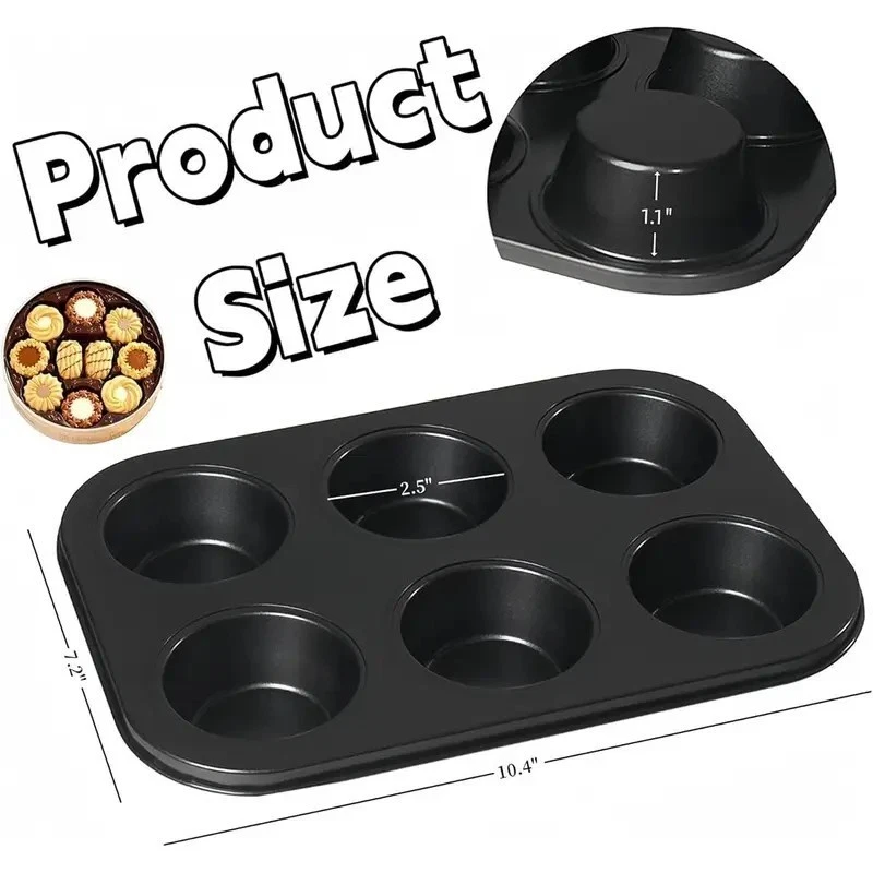 Set Of 3 PCS Cooking Concepts 6 Cups Tin Muffin Pan Cake Pans Kitchen Baking US - Image 2 of 4