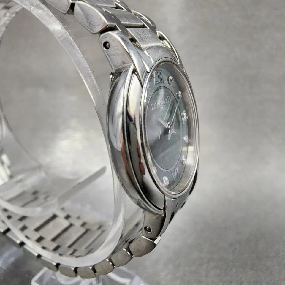 Reloj Raymond Weil Othello Mujer 25mm Cuadrante MOP Tono Plateado Diamante 2321 Nuevo Batt Foto 4 de 4