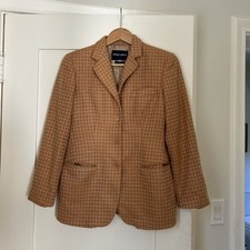 Giorgio Armani Classico Women  s Cashmere Houndstooth Blazer 40 Made in Italy