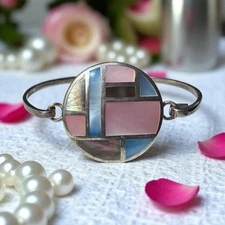 BOMA Sterling Silver Mother of Pearl Inlay Cuff Bracelet