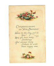 1925 Birthday Greetings Postcard ? Mailed Indiana to Lansing MI (PC115)
