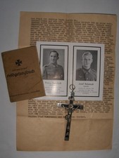 Sterbebilder zweier Brüder, Sterbekreuz plus Feldgesangbuch, gebraucht