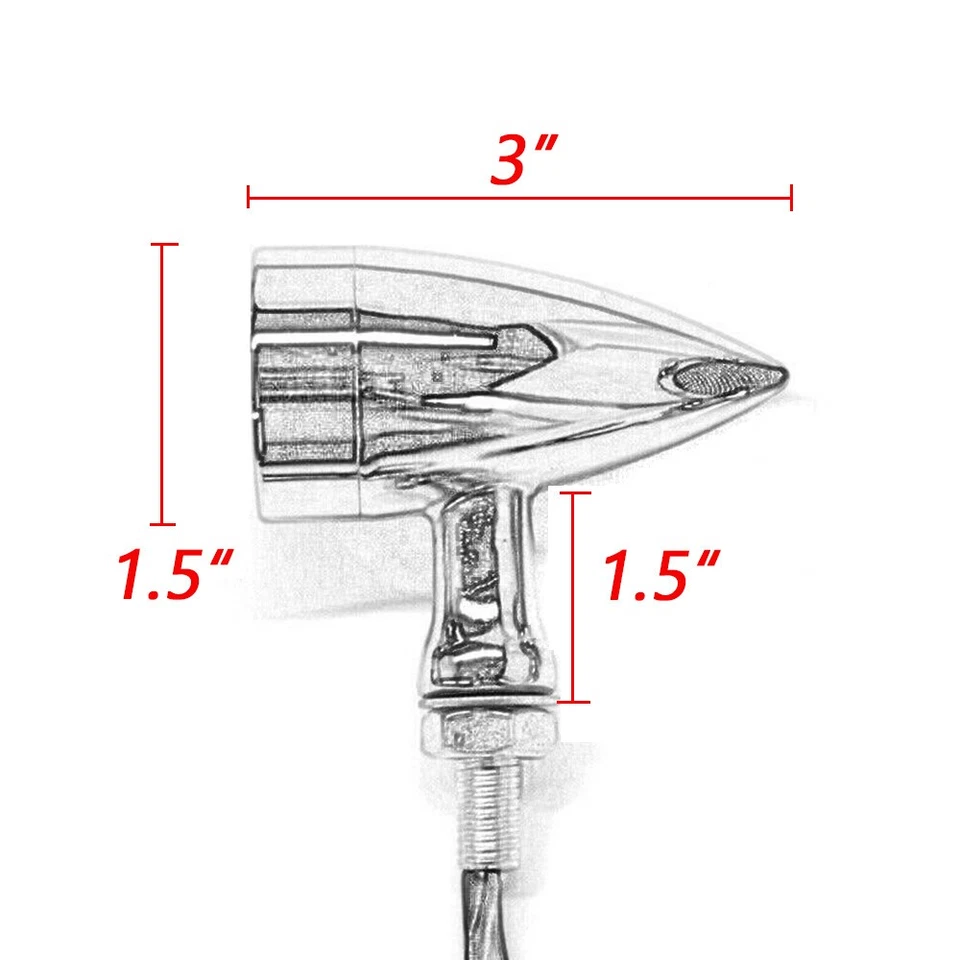 Motorcycle Chrome LED Bullet Turn Signal Blinker Light Amber For Harley 1200 883 Foto 4 de 4