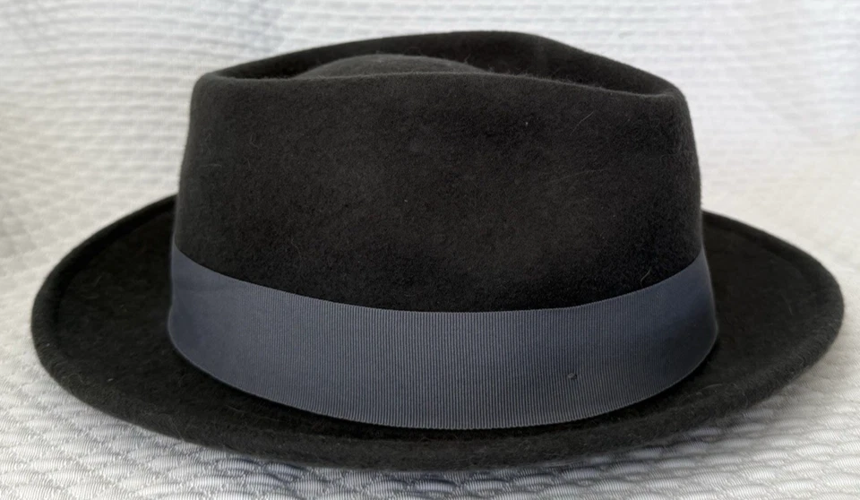 Goorin Bros Charcoal Gray Wool Fedora Hat W Gray Band X-Large 2.25" Stiff Brim - Image 2 of 4