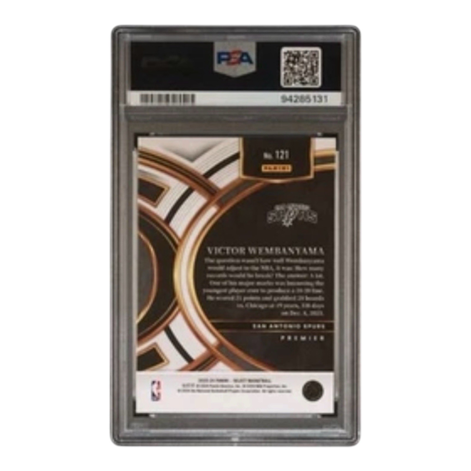 Victor Wembanyama 2023-24 Panini Select Blue Premier #121 RC PSA 10 view 3