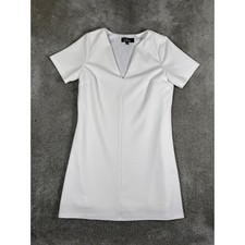 Lulus White V-Neck Short Sleeve Shift Mini Dress XS Crepe Bridal Graduation