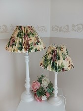 Lampenschirm Creme Rosen Plissee E27 Landhaus Ø22/26cm rund Schirm f. Tischlampe