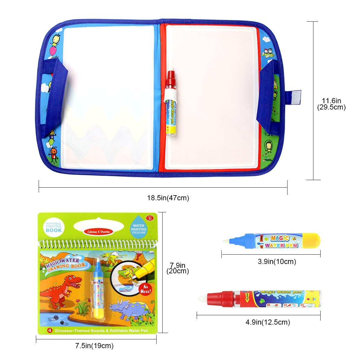 Water Doodle Mat Portable Travel Drawing Bag Mat with Pen Educational Paintin...