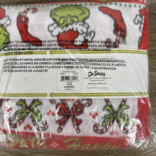 Dr Seuss The Grinch Don’t Be A Grinch Kids Holiday Family Pajamas XL 14/16 - Picture 7 of 7