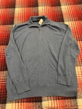 NWT Brooks Brothers Soft Cotton Blue Quarter Zip Longsleeve Pullover Mens XXL