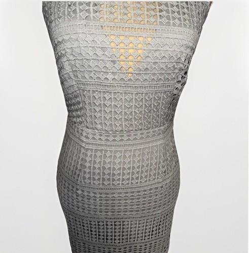 Missguided Mock Neck Gray Crochet Midi Dress Size US 4 - Picture 3 of 11