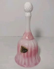 Vintage Fenton Faberge Bell Opalescent Rosalene Pink White Milk Glass