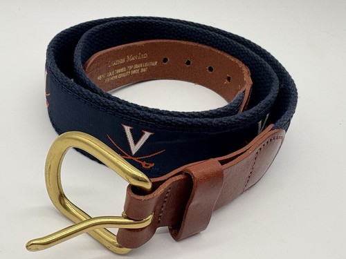 Leather Man Limited Golf Belt Mens Size 34 Univ Virginia Cavaliers Brass Leather