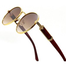Round Sunglasses Gold Frame Brown Lens Fashion Shades Designer Style Trendy New