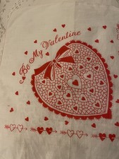 Vintage Be My Valentine Red Heart MCM Handkerchief Hankie - EUC