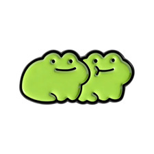 Cartoon Cute Frog Meme Enamel Pin Funny Playful Shopping Muscles Snuggling Frog